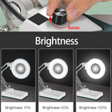 Dimmable Magnifying Lamp,Adjustable Brightness from 10% to 100%,Soft, comfortable, and non-flickering lights are friendly to your eyes.